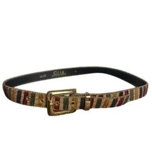 Elite Vintage Striped Tapestry Belt Boho Jewel Tone Jewel Tone Gold Tone Buckle